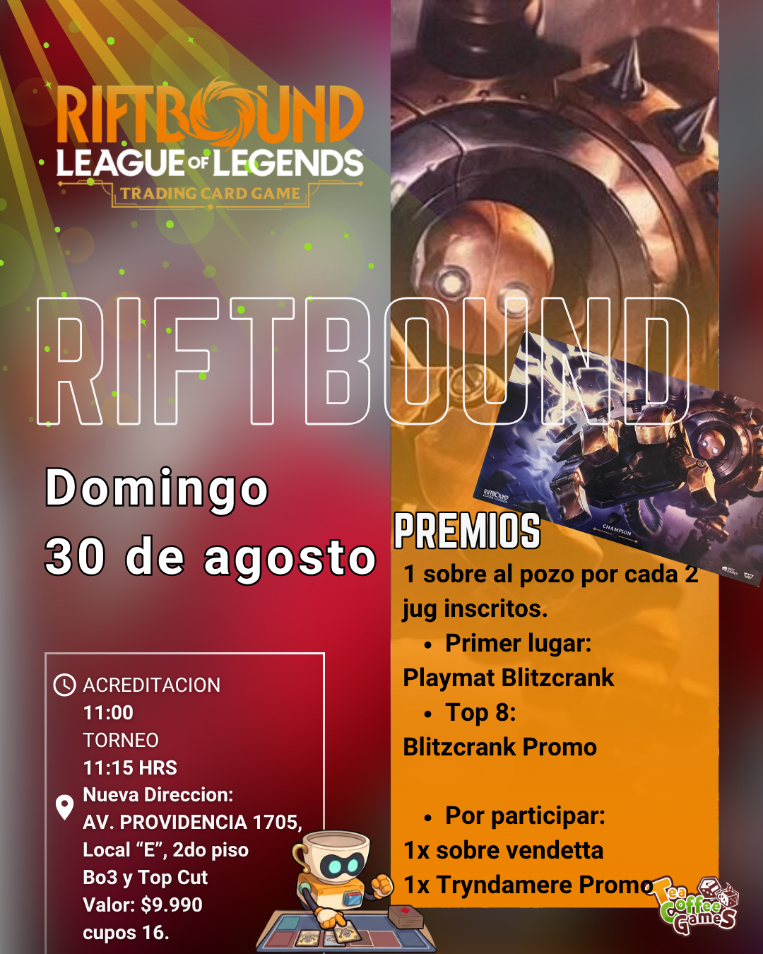 Cupo torneo Riftbound Blitzcrank Sabado 30 de agosto