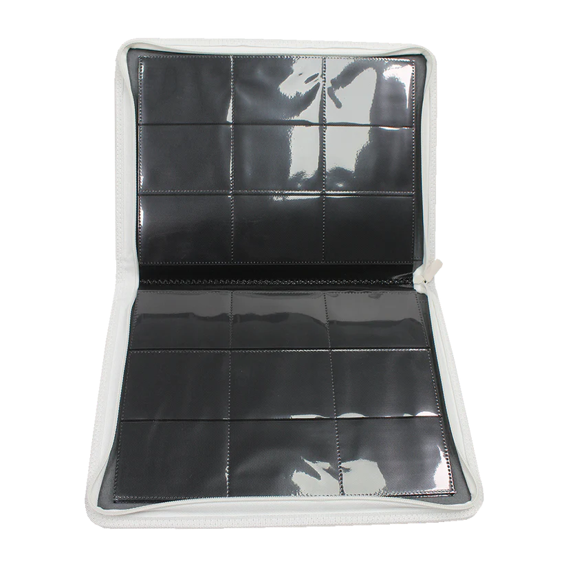 Carpeta de Cuero Blanco + Cierre Topdeck 9 Bolsillos