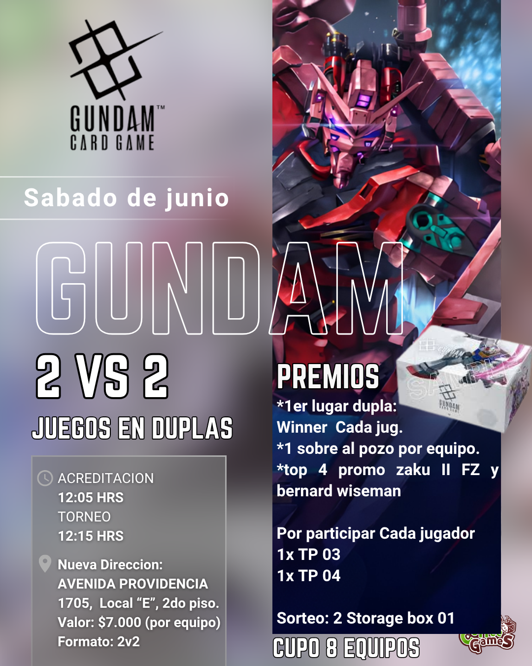 cupo torneo Gundam 2vs2 Team Battle Sabado