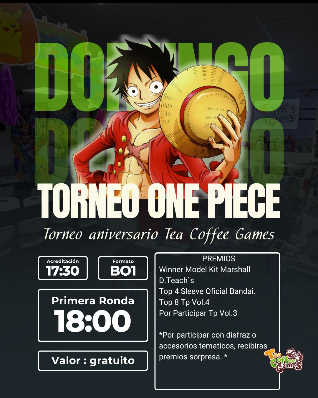 Cupo Torneo One Piece version aniversario Tecito