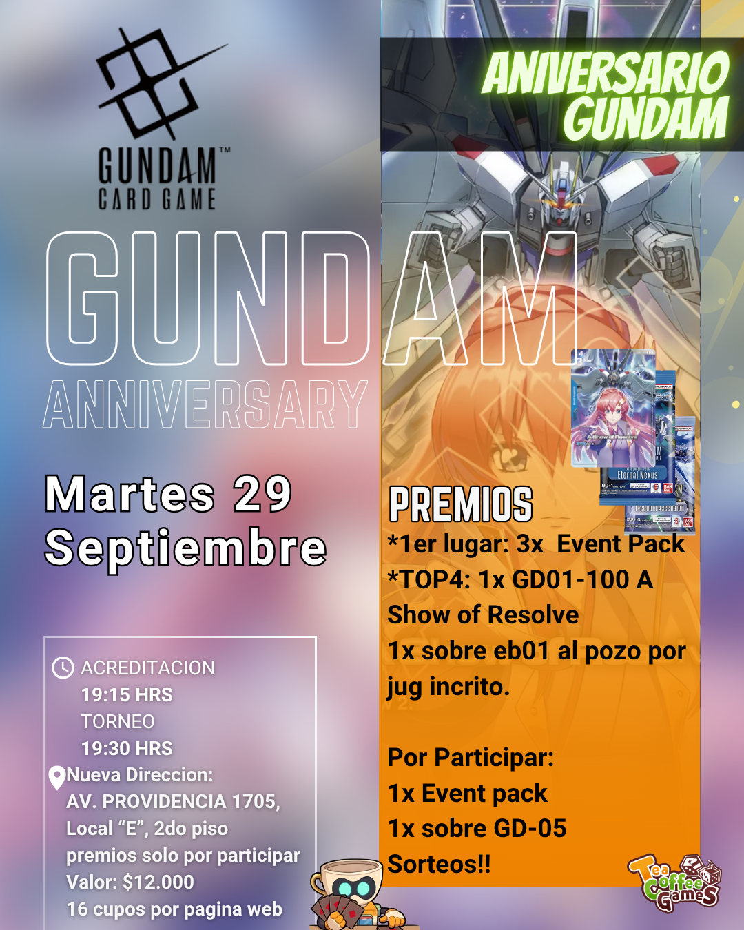 Cupo Torneo aniversario gundam martes 29 de sept