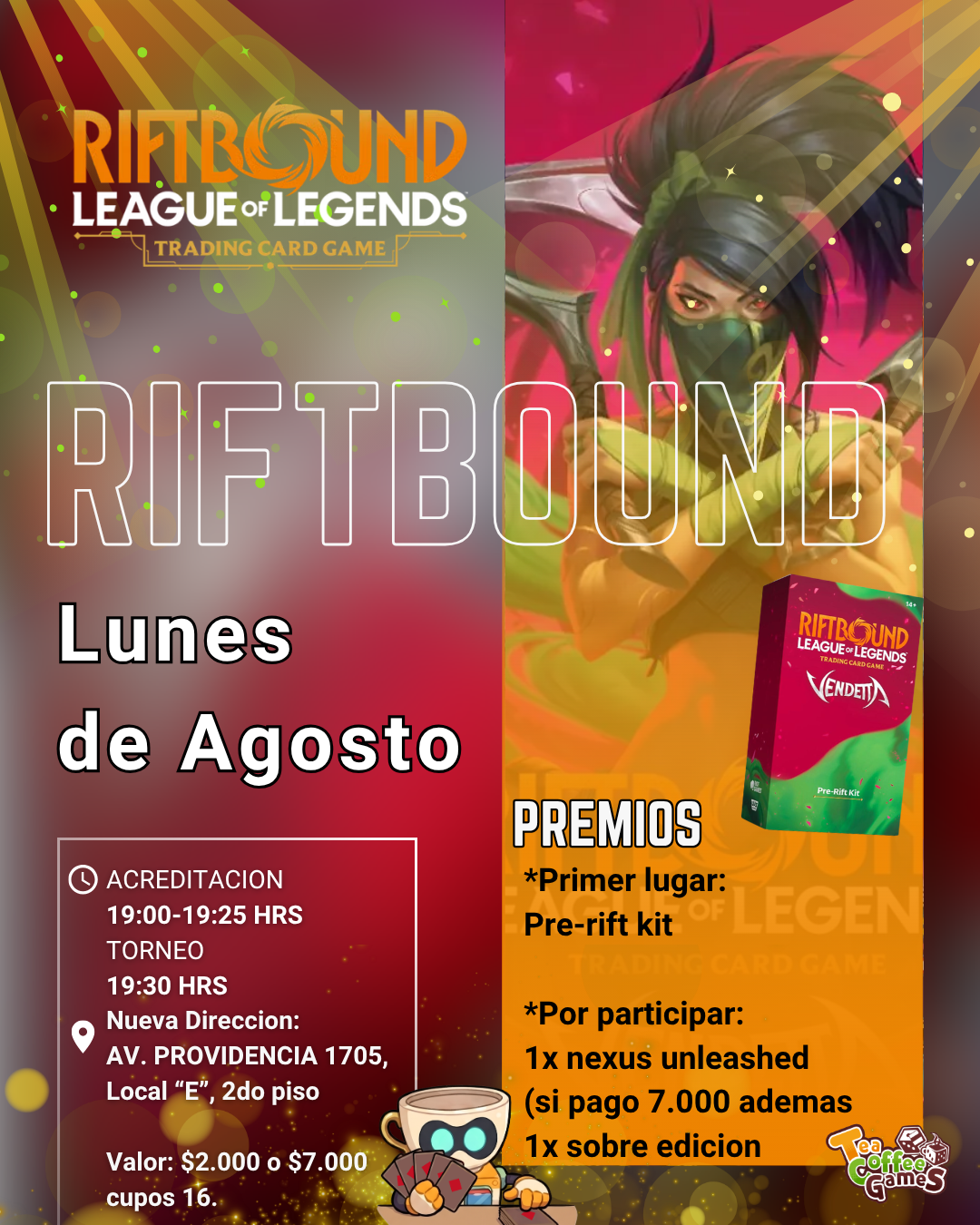 Cupo Torneo Riftbound TCG – Lunes Agosto
