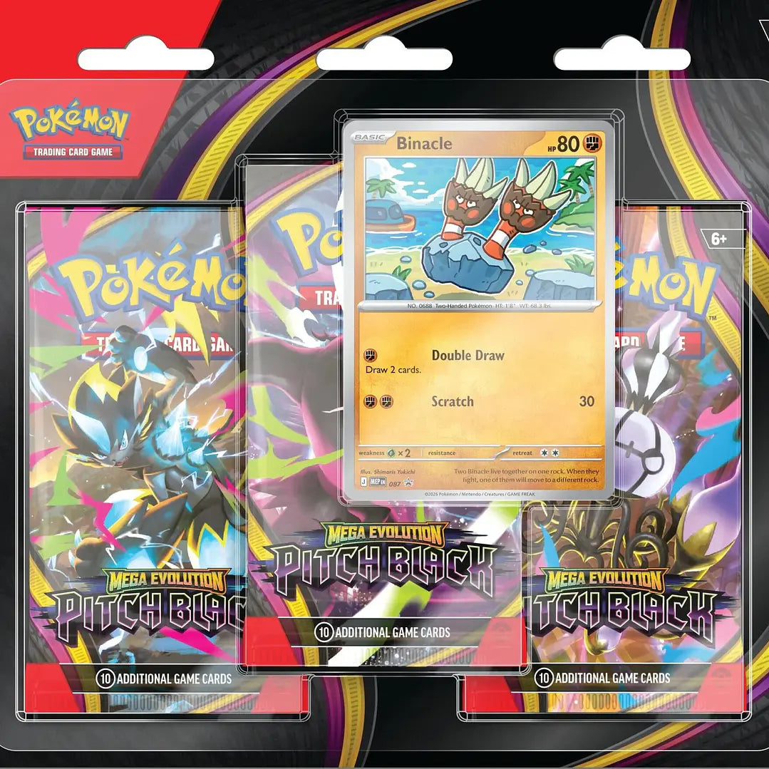 PREVENTA Pokémon TCG: Mega Evolution – Pitch Black 3-Pack Blister (Inglés)