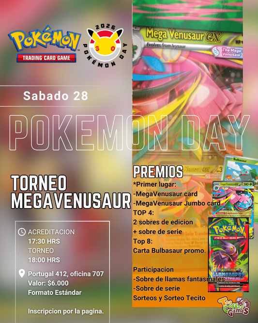 Cupo Torneo Mega Venusaur Pokemon Day (sabado 28)