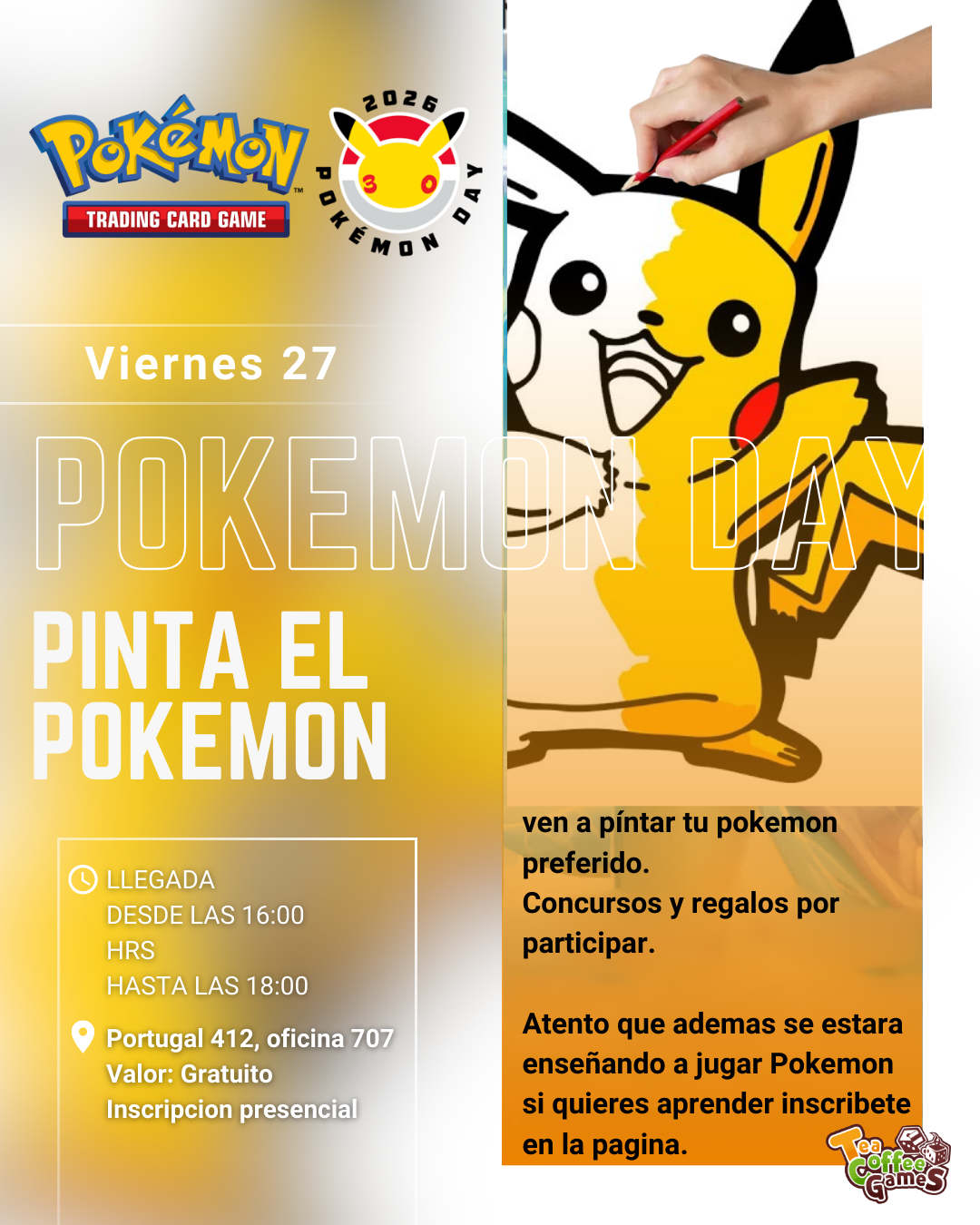 Cupo Pinta tu Pokémon Pokemon day (Viernes 27)