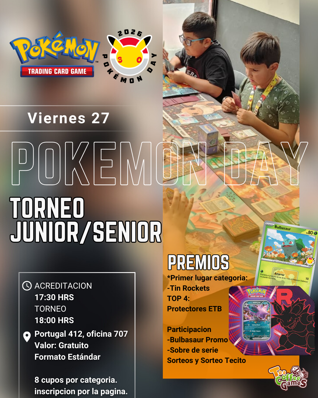 Cupo Torneo Junior Senior Pokemon Day (viernes 27)