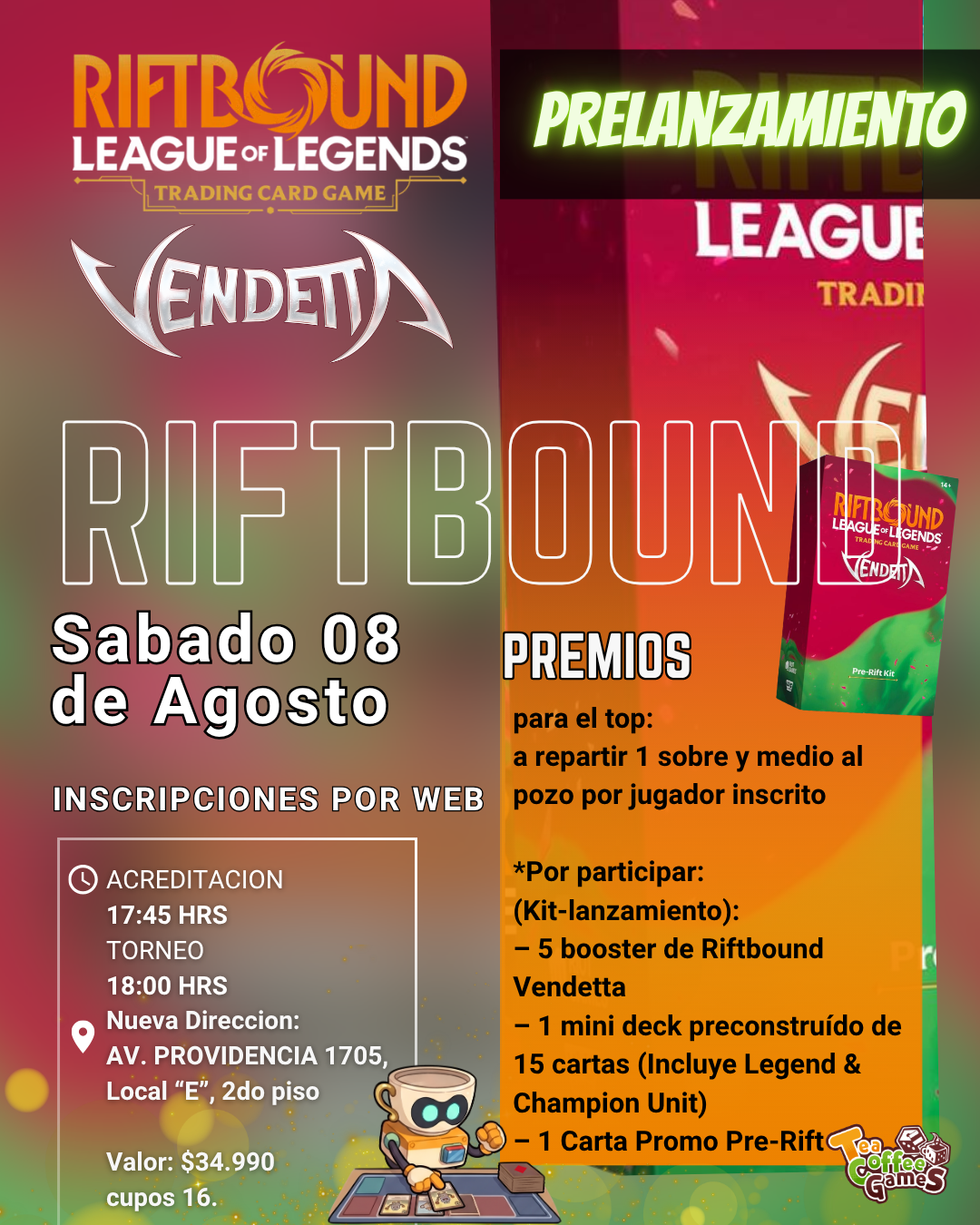 Cupo prelanzamiento Vendetta Riftbound Sabado 08 de Agosto