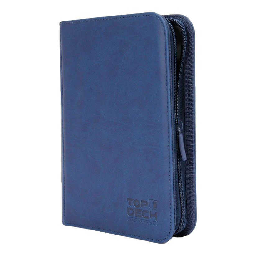 Carpeta de Cuero Azul + Cierre Topdeck 4 Bolsillos