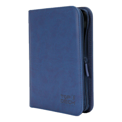 Carpeta de Cuero Azul + Cierre Topdeck 4 Bolsillos