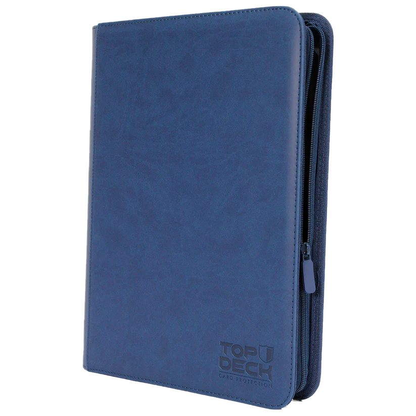 Carpeta de Cuero Azul + Cierre Topdeck 9 Bolsillos