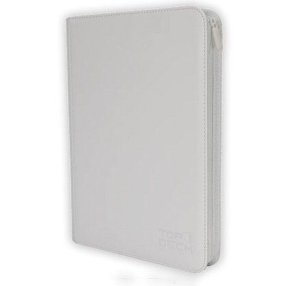 Carpeta de Cuero Blanco + Cierre Topdeck 9 Bolsillos