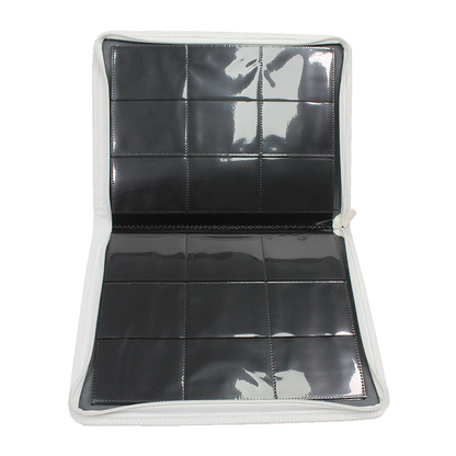 Carpeta de Cuero Blanco + Cierre Topdeck 9 Bolsillos