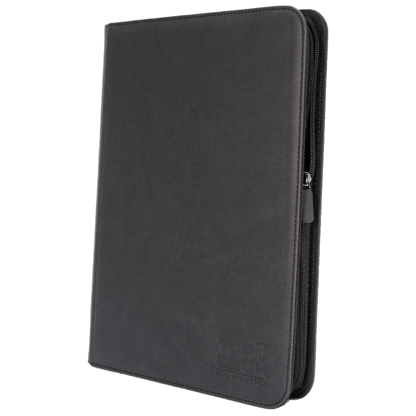 Carpeta de Cuero Negro + Cierre Topdeck 9 Bolsillos