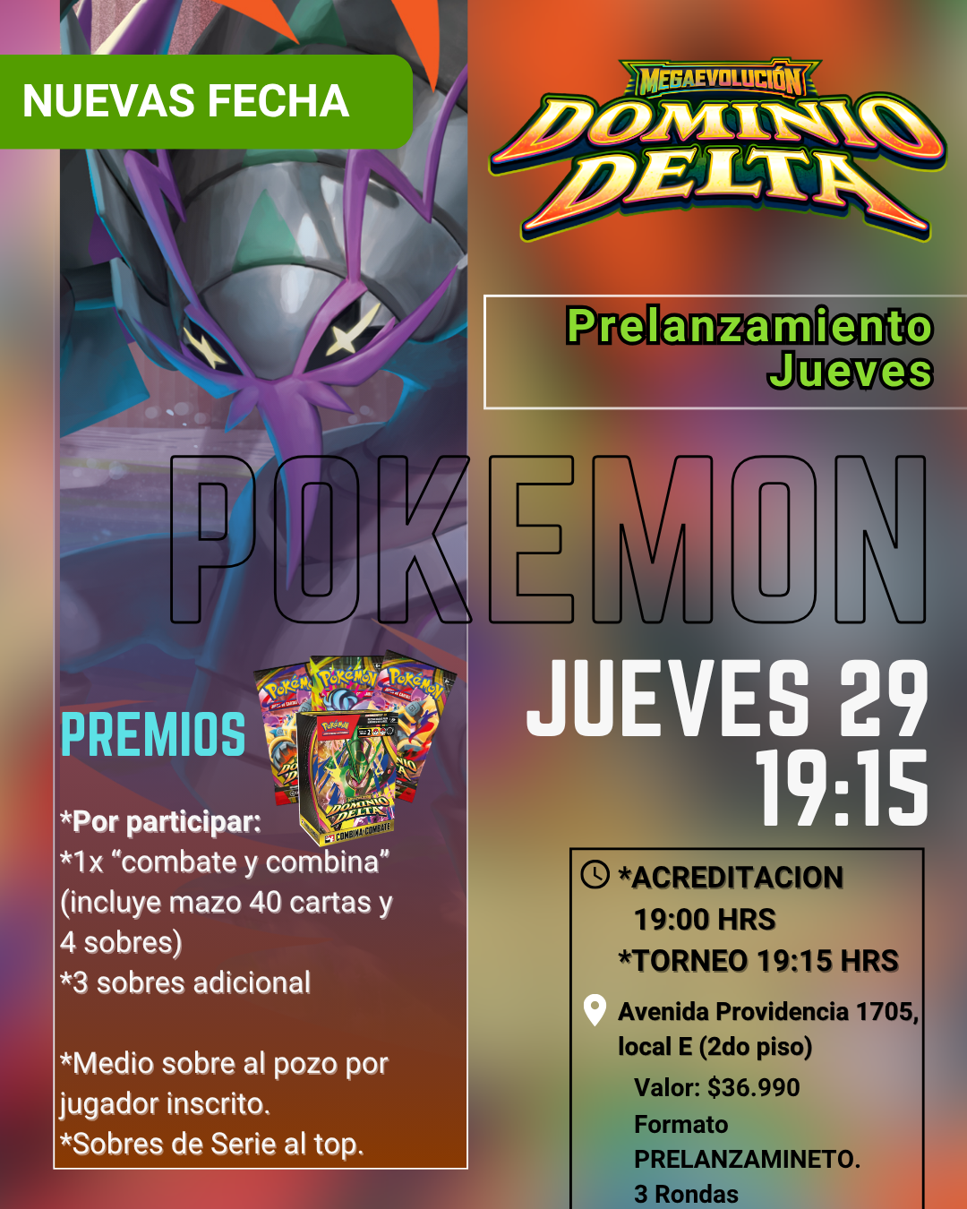 Cupo prelanzamiento DELTA REIGN Jueves 29 de octubre 19:15