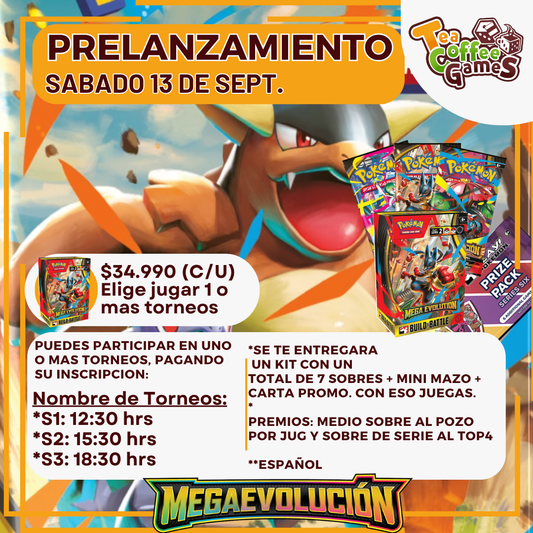 Prelanzamiento MEGA EVOLUCION Sabado 13 de Septiembre (elige entre los tres horarios)