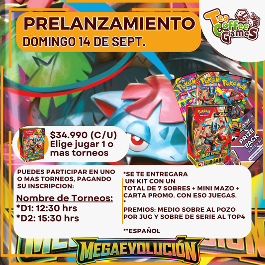Prelanzamiento MEGA EVOLUCION Domingo 14 de Septiembre (elige entre los dos horarios)