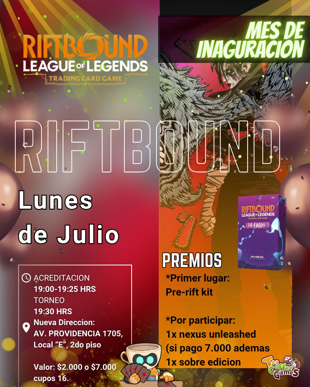 Cupo Torneo Riftbound TCG – Lunes Julio